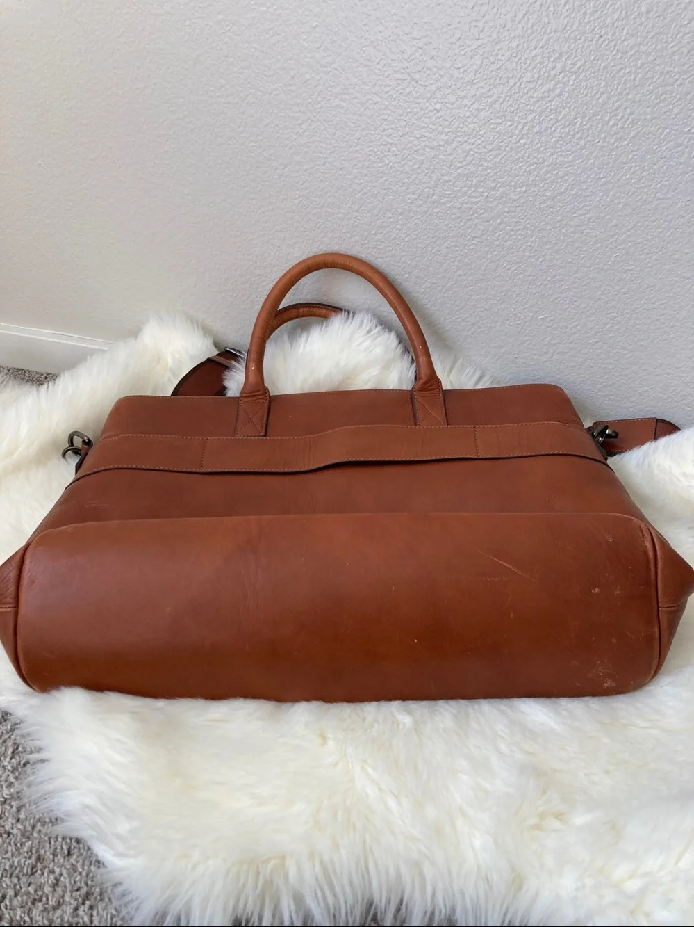 Mark & Graham Men's Leather Briefcase in Cognac Brown